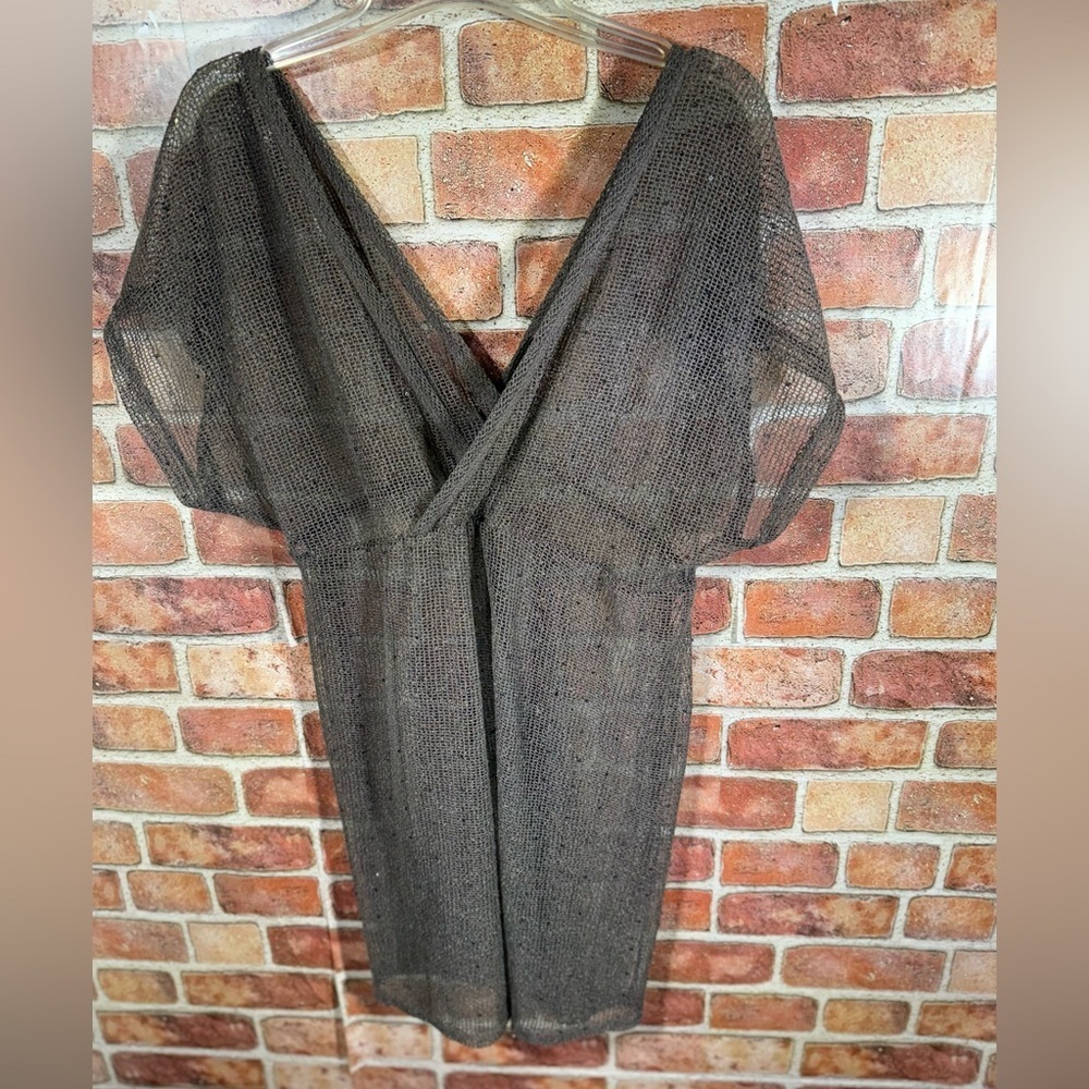Coastal resort metallic sheer mesh cover up
